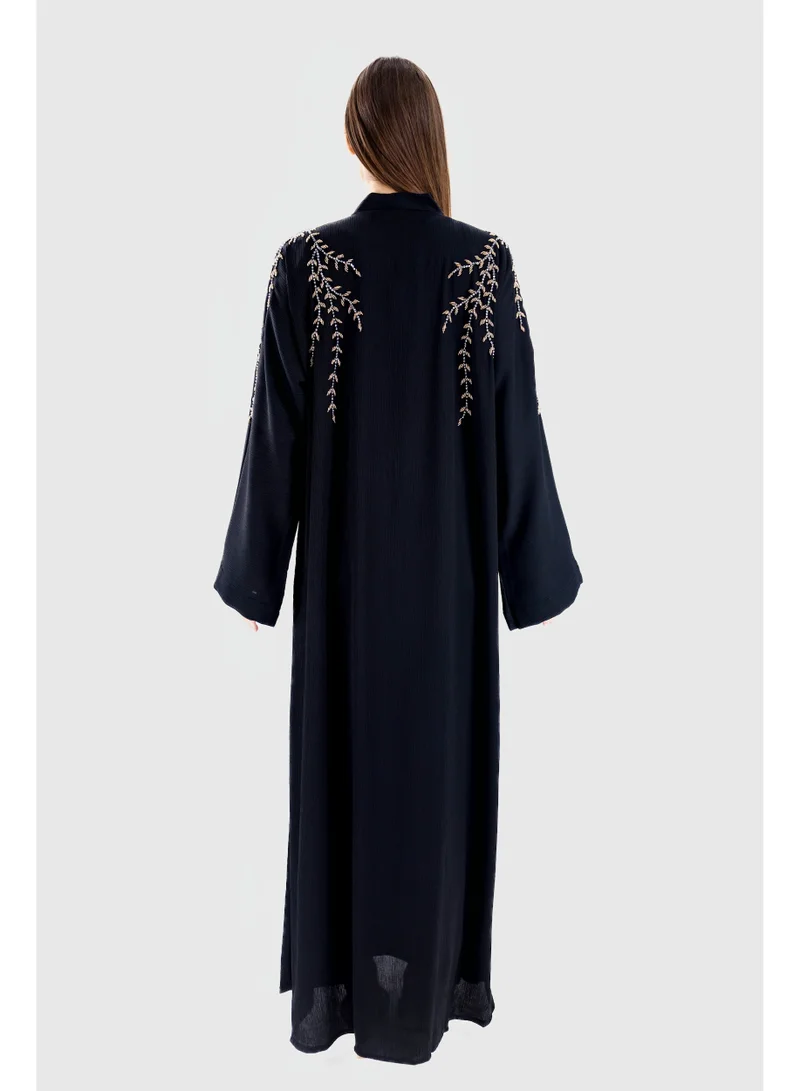 Ophelia Black LIORA Women’s Luxury Abaya – Elegant Black Open Abaya with Premium Fabric, Modest Islamic Wear for Daily & Occasion Use for Women | Best Price UAE
